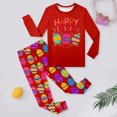thumbnail image 2 of Toddler Baby Girls Easter Pajamas 2 Piece Easter Bunny Egg Print Long Sleeve Pants Lounge Set Sleepwear Easter Day Gift,Z4-Red,2Y(2-3 Years), 2 of 4