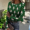 thumbnail image 2 of Womens Graphic Christmas Tops Round Neck Slim Fit Long Sleeve Shirts Ribbed Knit T Shirts Fall Winter Clothes, 2 of 6