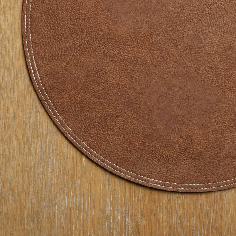 Better Homes & Garden Persia Faux Leather Placemat, Brown, 15 inch Round, 1 Piece
