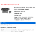 thumbnail image 2 of Rear Undercar Shield - Compatible with 2015 - 2022 Dodge Charger 2016 2017 2018 2019 2020 2021, 2 of 2