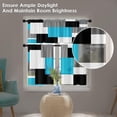 thumbnail image 4 of Light Blue Kitchen Curtains Black Grey Window Curtains Valance and Tier Set of 3, White Modern Rod Pocket Short Tier Curtain for Bathroom, Abstract Small Modern Small Kitchen Decor 52" x 24", 4 of 5
