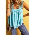 thumbnail image 6 of Women's Sky Blue Tribal Pattern Ruffled Tank Top - Bohemian Style | [ZhiHiMeRi] | (US 12-14)L, 6 of 12
