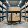 thumbnail image 6 of 2-Tier Rolling Tool Cart,Heavy-Duty Plastic Service Cart with Lipped Shelves,550 lbs Capacity Utility Cart,40 x 17 Inch Rolling Work Carts for Garage,Salon,Kitchen,Office-Black, 6 of 7