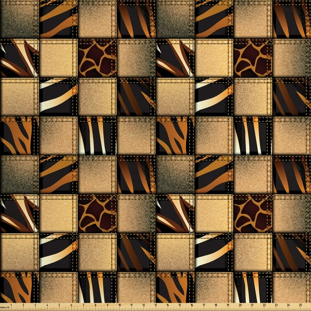 Safari Fabric by The Yard, Jeans Denim Patchwork in Safari Style