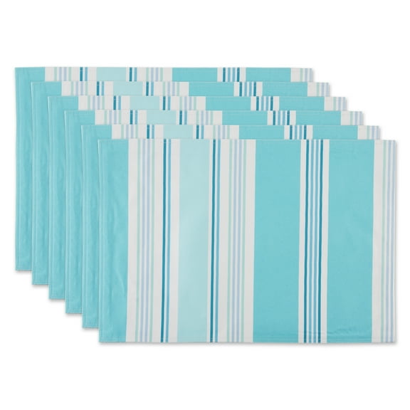 DII Beach House Multi-Color Stripe Print Outdoor Placemat (Set of 6) 13x19