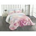 thumbnail image 3 of Ambesonne Pastel Quilted Bedspread Set 3 Pcs, Dreamy Cherry Blossoms, King Size, Pale Pink Pale Blue, 3 of 5