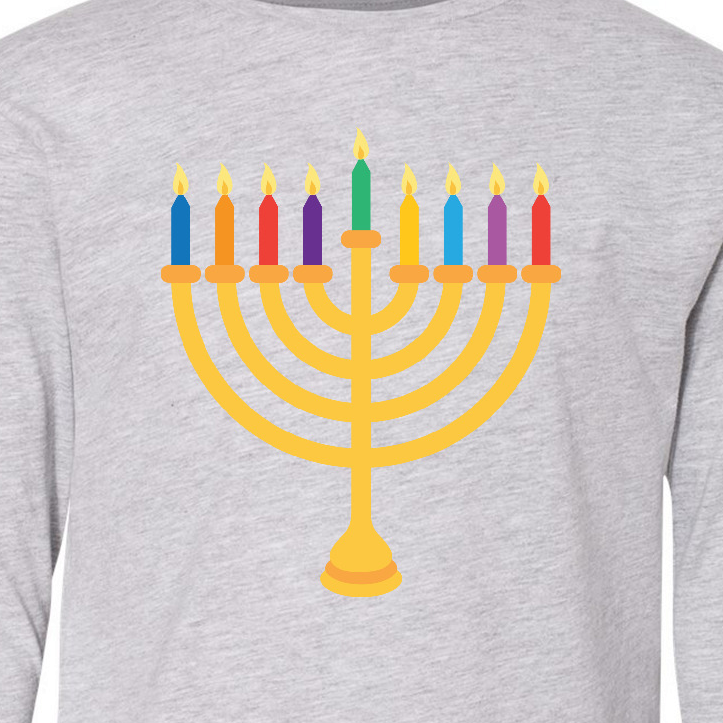 Hanukkah Menorah Candles Long Sleeve Youth T-Shirt photo 4