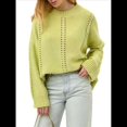 thumbnail image 1 of Suéteres de Punto Grueso para Mujer, Otoño 2025, Larga, Cuello Redondo, Jersey Holgado, Ropa de Moda de Invierno. Amarillo-Verde M, 1 of 10