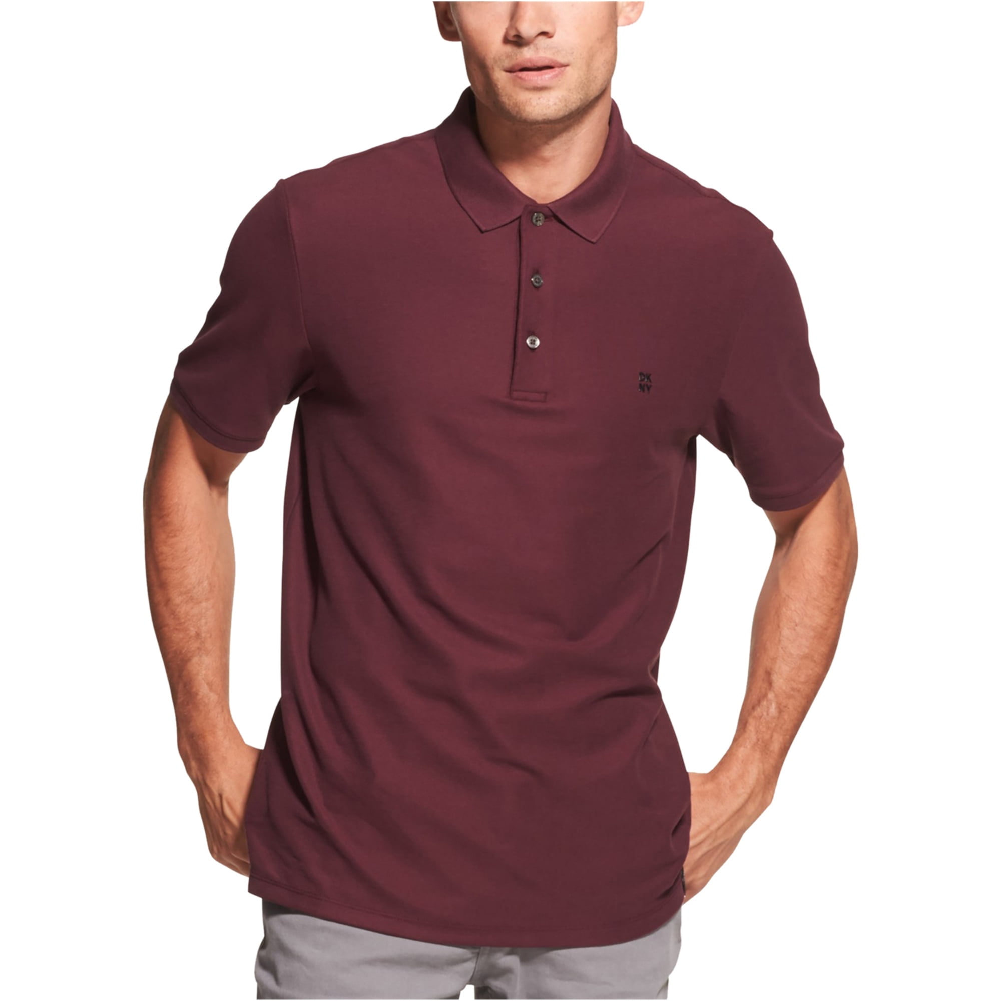 DKNY Dkny Mens Solid Logo Rugby Polo Shirt