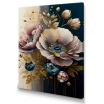 Designart Bold Pink And Blue Poppy Flowers II Canvas Wall Art