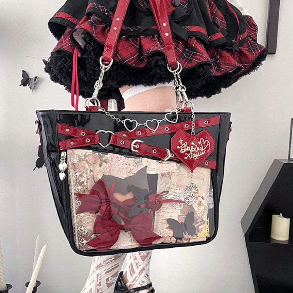 Jiibva Underarm Ita Bag Ita Satchel Crossbody Bag Streetwear Transparent Shoulder Bag Chain Handbag DIY Display Bag for Woman