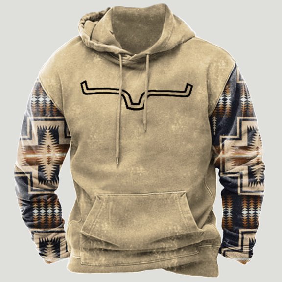 VerPetridure Men's Drawstring Hooded Sweatshirts Pullover Long Sleeve Floral Print Pullover Hoodie Crewneck Sweatshirts Fall Winter Warm Pullover Blouse Tops for Men