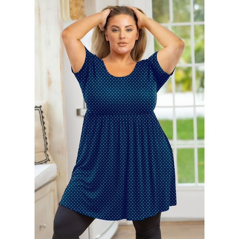 SHOWMALL Women Plus Size Shirt Babydoll Tops Cashew Blue 3X Scoop Neck  Summer Maternity Short Sleeve Tunic Tee Clothing for Leggings