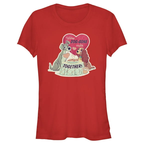 Junior's Lady and the Tramp We're Dog-Gone Cute Graphic Tee Red Small