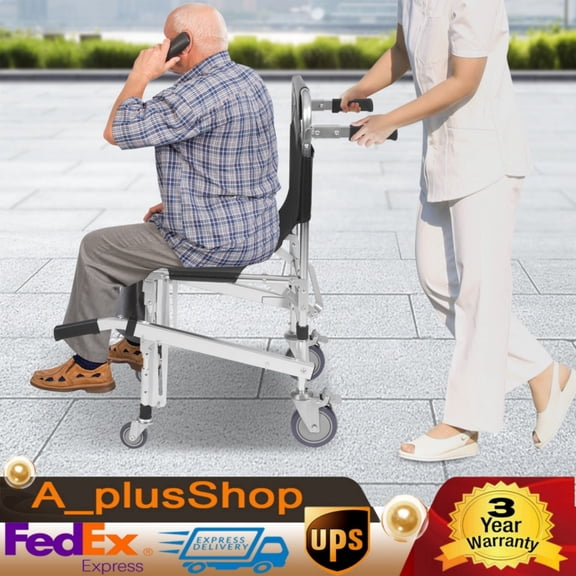 EMS Foldable Emergency Stair Climbing Wheelchair Transport Chair Heavy Duty 352lbs