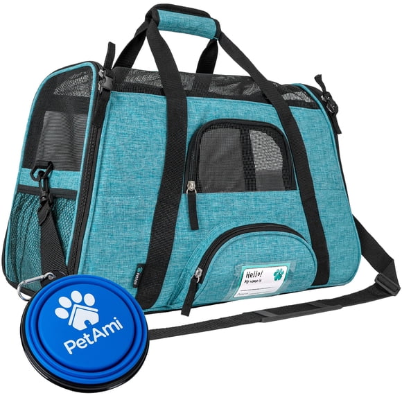PetAmi Transportín para mascotas aprobado por la aerolínea para gatos, transportador de perros de lado suave para perros pequeños, suministros de viaje para gatos, accesorios para gatos de interior, b