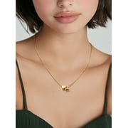 ChicSilver Heart Initial Letter Necklace, 14K Gold Plated, Women's Dainty Jewelry