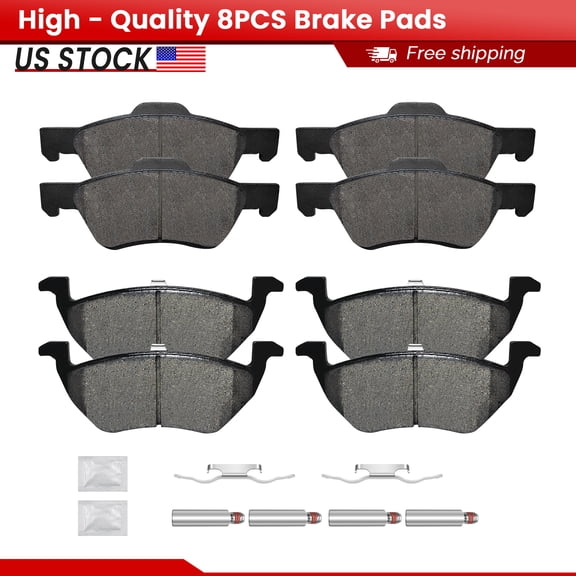 ACB ZONE Front and Rear Ceramic Brake Pads with Hardware for Ford Escape Mazda Tribute, Mercury Mariner (P-1047, P-1055)