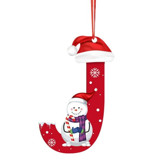 Adornos navideños, adornos navideños, regalos navideños, árbol de Navidad acrílico 2D, colgante de 26 letras, regalo decorativo, colgantes para fiestas navideñas familiares, objetos colgantes