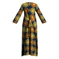 thumbnail image 3 of Bintarealwax African Dresses for Women Traditional Kente Clothes Long Sleeves Dashiki Dress with Adjustable Belt, 3 of 3