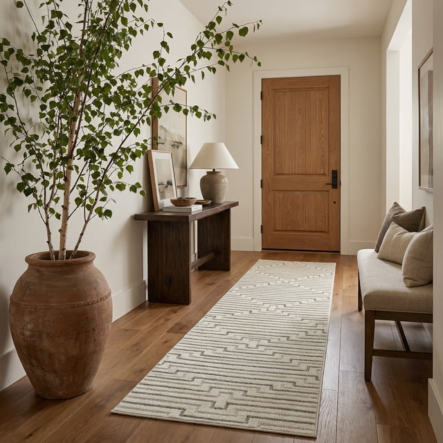 Rug Branch Maise Abstract Indoor Outdoor Area Rug, Cream Beige, Modern - Entryway, Hallway, Bathroom, and Kitchen