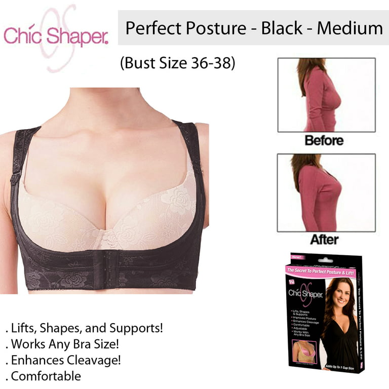 As Seen on TV - Chic Shaper Perfect Posture Shapewear Bust Size 36-38  Support Bra Top - Black Medium