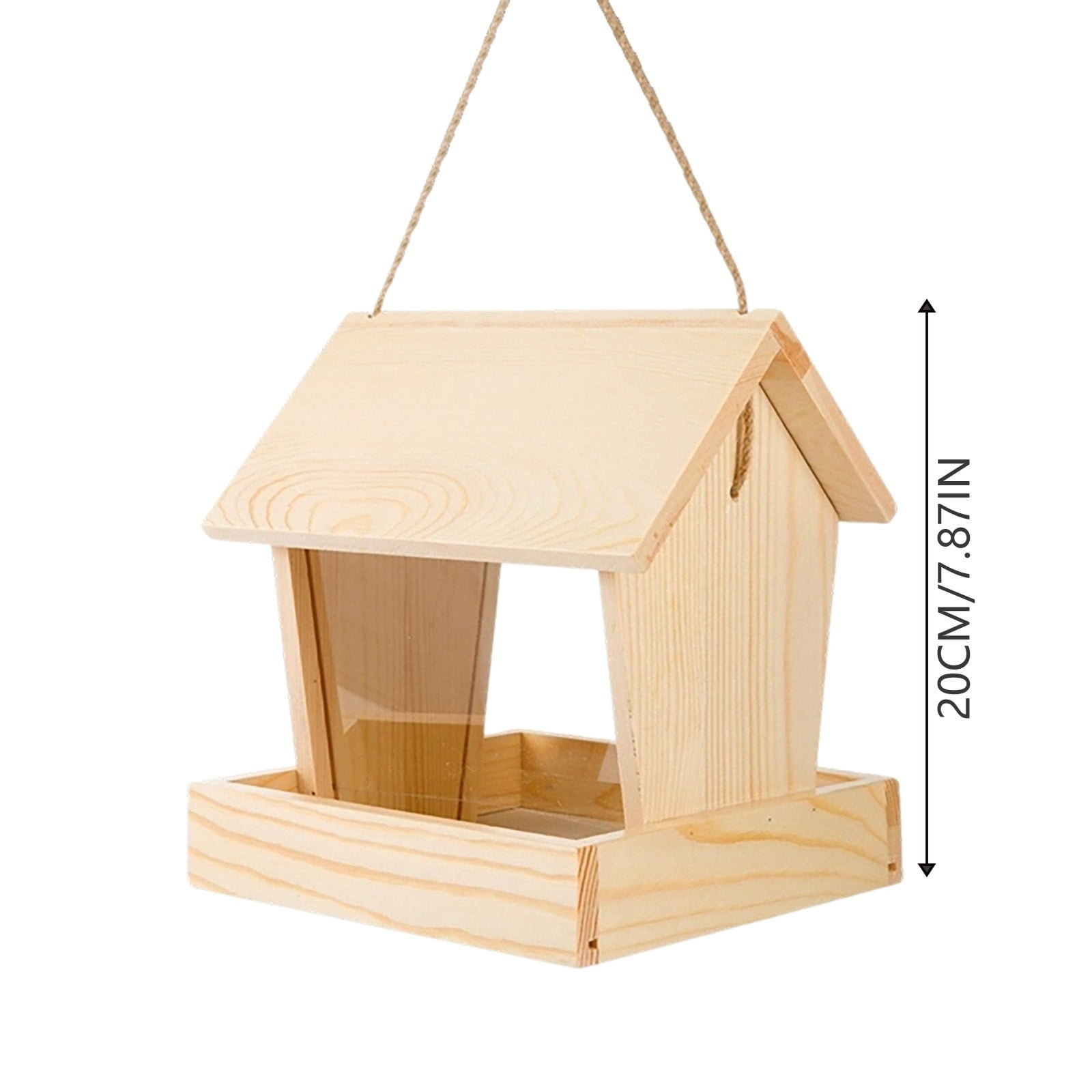Wild Bird Feeder Wooden Hanging Bird Feeding Station Large Capacity Bird House with Tray for Backyard Garden Patio and Outdoor Landscape Decor
