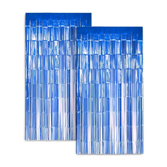 Telón de fondo de cortina de aluminio azul zincado de 1 x 2 m para decoración de fiestas