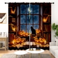 thumbnail image 7 of Lfeey Black Cat Pumpkin Halloween Blackout Curtains 63 inch Length, Thermal Insulated Rod Pocket Drapes for Living Room, Set of 2, 7 of 7