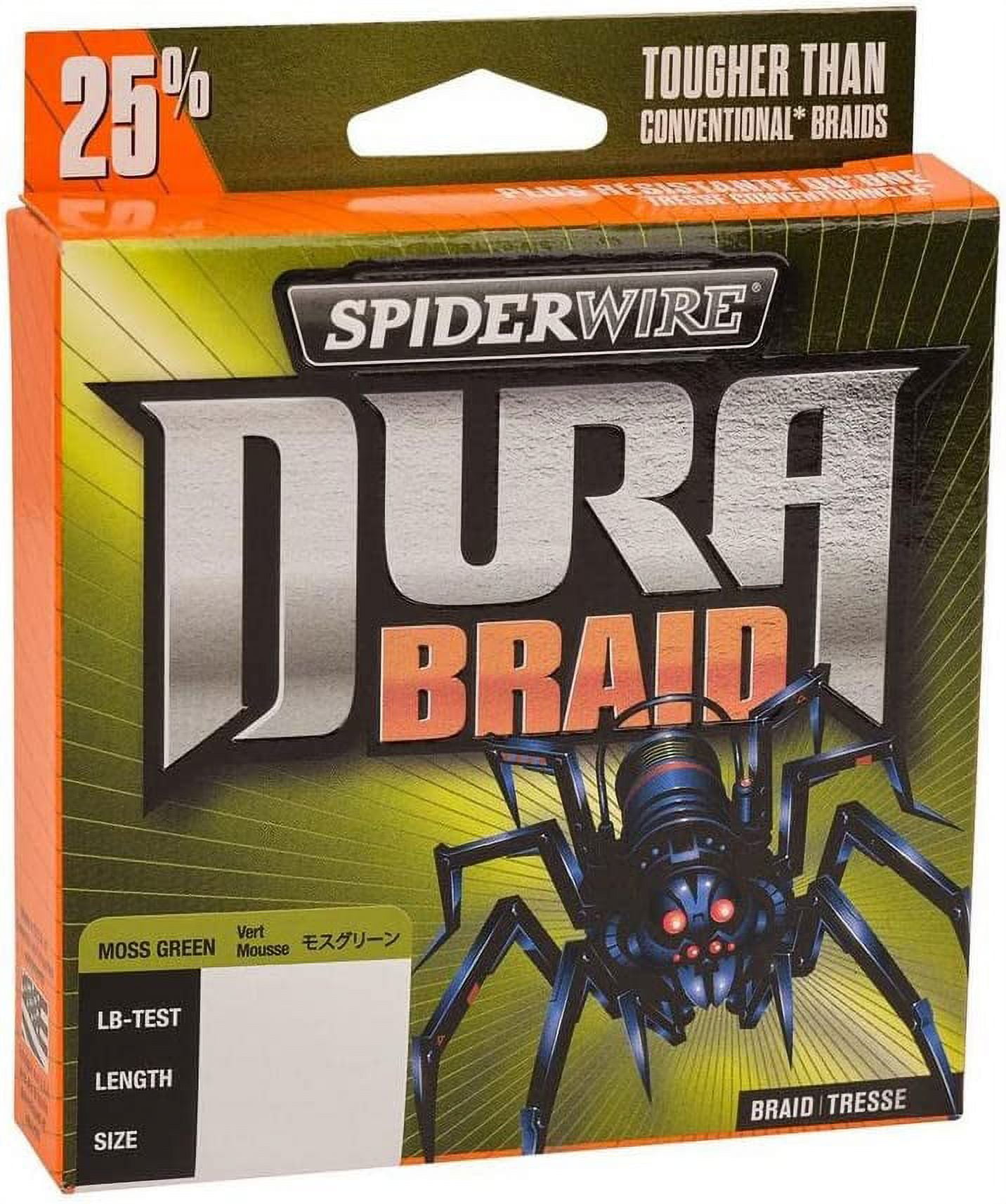 SpiderWire DuraBraid Fishing Line, Moss Green, 50 lb Test Strength, 150 yd