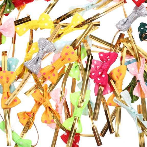 Sealing Twist Ties Bows for Candy Bags Snacks Crafted with Polyester Multi Color 100Pcs