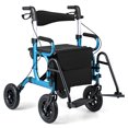 thumbnail image 1 of Giantex Déambulateurs pour Aînés, Déambulateur Pliant à Roulettes avec Dossier Réversible, Rangement Détachable et Porte-Parapluie, Bleu Marine, 1 of 9