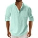 thumbnail image 1 of Blusa y camisa de manga larga con cuello alto para hombre, moda masculina, color liso, cuello vuelto, medio cárdigan, camisa informal con botones, blusa de algodón y poliéster para hombre, 1 of 4
