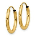 thumbnail image 2 of 14k Polished Round Endless 2mm Hoop Earrings, 2 of 3