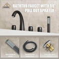 thumbnail image 4 of CASAINC 3 Handle Roman Bathroom Tub Faucet with Handheld Sprayer, Matte Black, 4 of 7