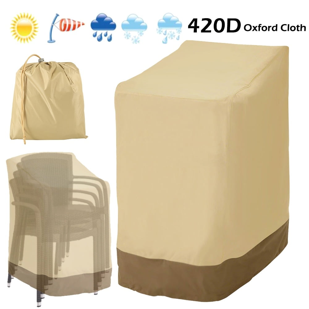 420D/210D Waterproof Stacking Chair Cover Foldable Outdoor High Back