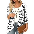 thumbnail image 2 of IYYVV Halloween Cardign Sweaters for Women 3/4 Sleeve Lightweight Funny Pumpkin Printed Open Front Cardigan White L, 2 of 8