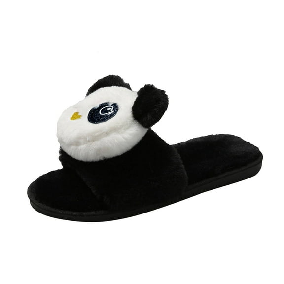 Aayomet Fuzzy Slippers Fuzzy Soft House Slippers Comfy Indoor Outdoor Slip On Breathable,Black 42