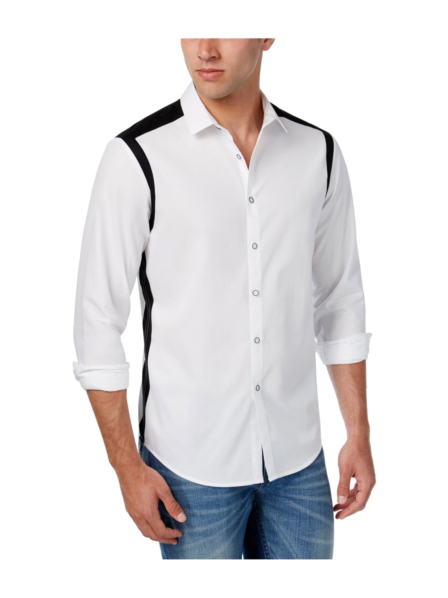 INC Mens Pieced Button Up Shirt white L Walmart Canada