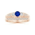 thumbnail image 4 of ANGARA Natural Aeon Sapphire & Diamond Three Stone Engagement Ring in 14K Rose Gold for Women (Size-4mm) | September Birthstone, Anniversary, Jewelry Gift for Women | Natural Sapphire Ring, 4 of 10