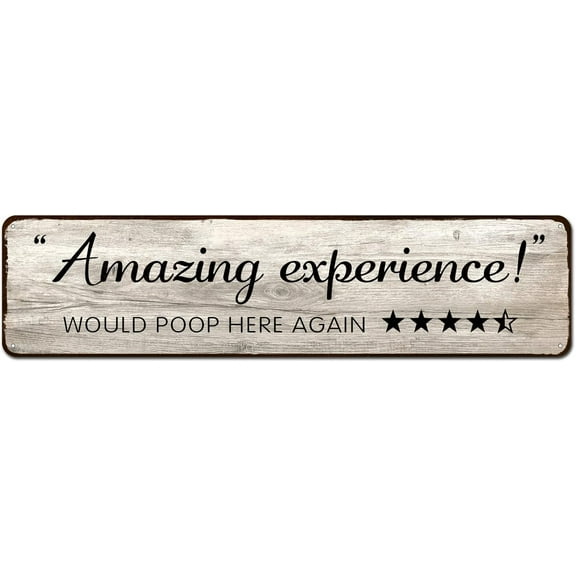 Funny Bathroom Signs Vintage Bathroom Decor Plaque with Wall Art Signs - Would Poop Here Again, Amazing Experience 4"x16"