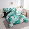 thumbnail image 2 of Homewish Green Abstract Plaid 7-Piece Twin Bedding,Classic Aesthetic Bedding Comforter Set,Black Reversible, 2 of 8