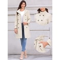 thumbnail image 2 of DARING DIVA Women's Double Breasted Trench Long Winter Pea Coat with Belt M White, 2 of 6