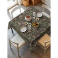 thumbnail image 2 of Sage Green Floral Suqare Tablecloth - 54 x 54 Inch, Ethnic Tribe Abstract Art Flowers Waterproof & StainResistant Tablecloth, Washable Oil-proof Table Cover for Dining/Party/Wedding/Camping/Buffet, 2 of 9