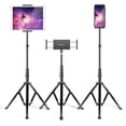 thumbnail image 1 of Soporte para trípode con soporte para iPad, 65 pulgadas, ajustable, negro, 1 of 9
