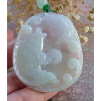 Green Pale Lavender Natural A Jade jadeite Pendant Fish Coin Ruyi Necklace 678077 TN