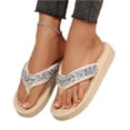 thumbnail image 6 of Rhinestone Sandals for Women Open Toe Platform Sandals Comfortable Summer Sparkly Casual Slip On Beach Slides Arch Support Slippers Wedding Party Dress Shoes 41, 6 of 9