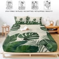 thumbnail image 5 of Twin Sze Fitted Sheet Set - Monstera Leaves 2 Piece Bedding Sets 16" Deep Pocket Fitted Sheet with 1 Pillowcase, Summer Green Tropical Plants Leaf Beige Brushed Microfiber Hotel Luxury Bed Sheets, 5 of 9