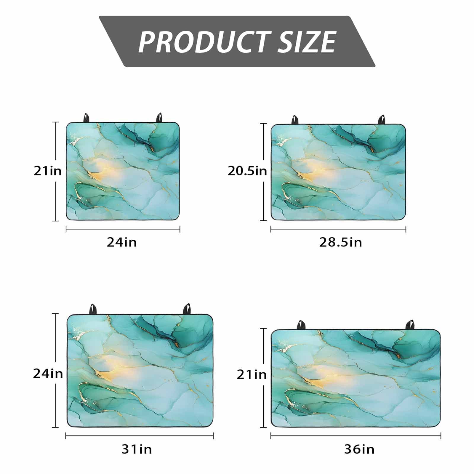 Teal Marble Stove Top Cover for Electric Stove, Heat-proof & Non Slip Glass Top Stove Cover Protector, Abstract Art Modern Ink Painting Kitchen Flat Cooktop Rubber Mat 24x21 Inches