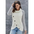 thumbnail image 4 of Women's Button Turtle Cowl Neck Asymmetric Hem Wrap Pullover Sweater, 4 of 6